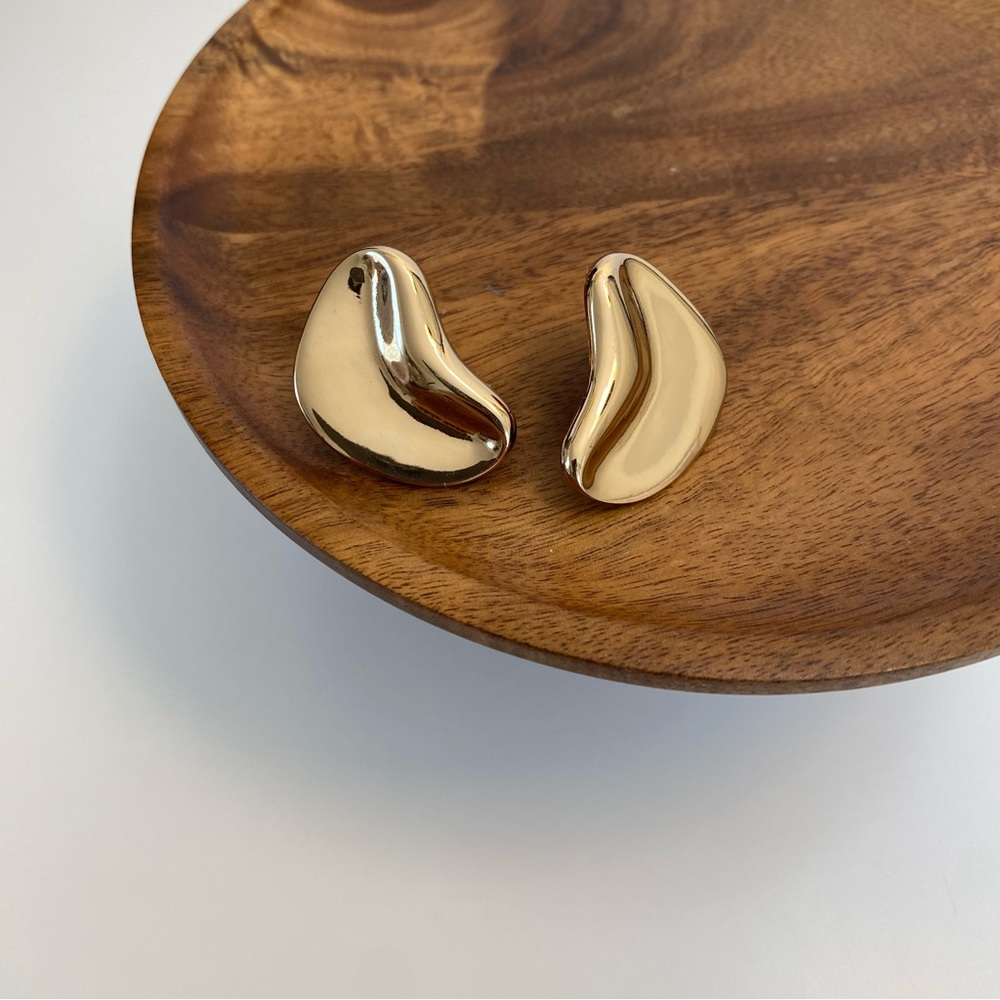 4/$15 Bold Sculptural Polished Gold Statement Earrings